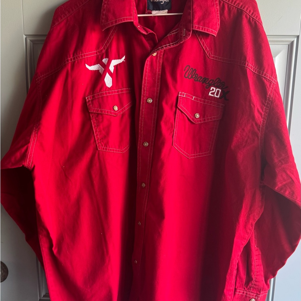 Vintage Wrangler 20x Red/Black/White  Embroidered Button-Up Shirt